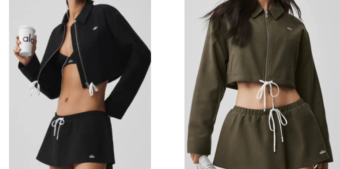 2 PIECE CROPPED ZIP/MIRCO SKIRT SET