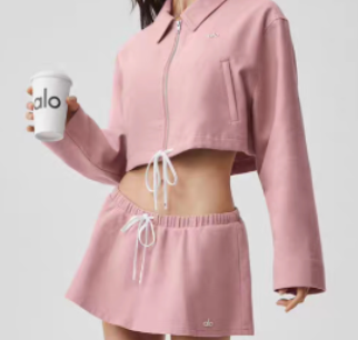 2 PIECE CROPPED ZIP/MIRCO SKIRT SET